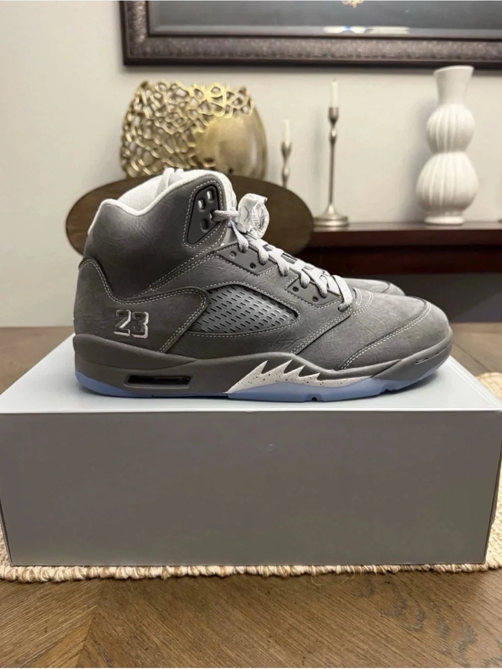 Men's Grey Suede High-Top Sneakers